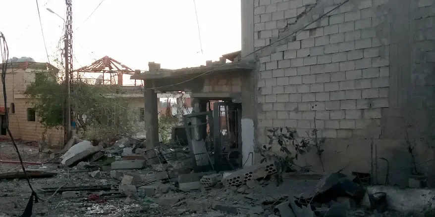 Homes are destroyed following a targeted Israeli air strike in the southern Lebanese village of Khiam near the Lebanese-Israeli border on June 21, 2024