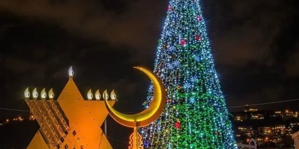 Annual holiday display on the main street of the German Colony in Haifa.Israel