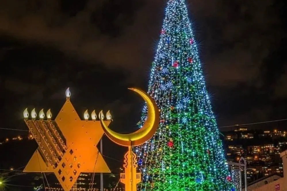 Annual holiday display on the main street of the German Colony in Haifa.Israel