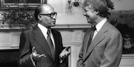 Jimmy Carter and Menachem Begin meet at the White House in 1977.CIE,jpeg