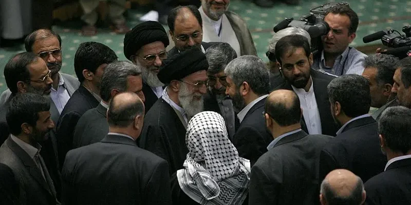 Khaled Mashal, chairman of the Hamas Political Bureau from 1996 2017, meeting Ayatollah Ali Khamenei in Tehran in 2006 Khaled Mashal, chairman of the Hamas Political Bureau from 1996 2017, meeting Ayatollah Ali Khamenei in Tehran in 2006