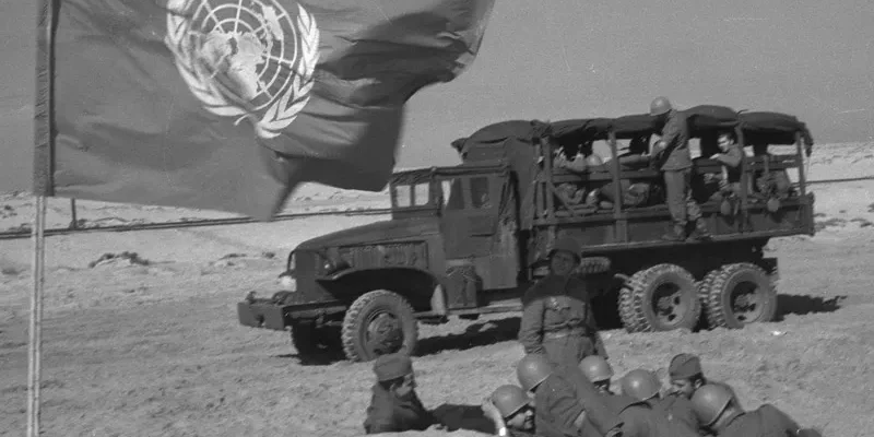 United Nations Emergency Force soldiers resting in Sinai during the 1956 Suez Crisis. jpeg