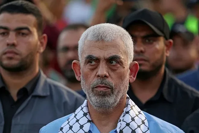 Yahya Sinwar attends a rally in support of Jerusalem’s al Aqsa mosque in Gaza City on October 1, 2022. Mahmud Hams AFP via Getty Images