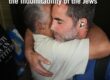 Israeli passenger of flydubai Flight FZ1073 hugs another passenger at Ben Gurion Airport